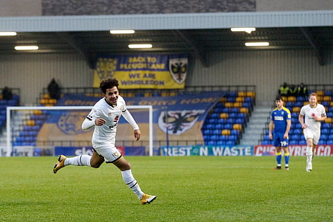 GOAL - Matthew Sorinola of MK Dons scores during the EFL Sky Bet League 1 match between AFC Wimbledon and Milton Keynes Dons at Plough Lane, London, England on 30 January 2021. PUBLICATIONxNOTxINxUK Copyright: xCarltonxMyriex 28170005