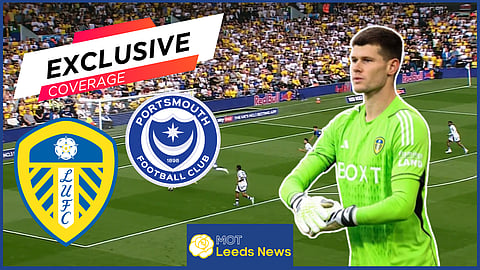 Illan Meslier criticised after Leeds United blunder v Portsmouth. Credit: Sky Sports via X