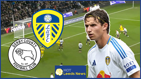 Brenden Aaronson finishes off "exquisite" moment in Leeds United win v Derby County. Credit: Sky Sports via X / Imago