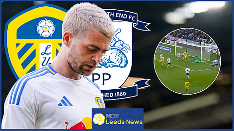 Patrick Bamford missed a great chance for Leeds United against Preston (credit: Sky Sports Football and Imago)