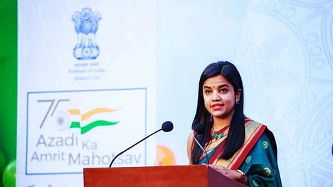 Charge d'Affaires Juhi Rai addressing the audience.