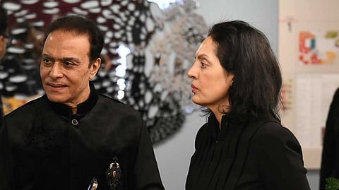 Representative of India to the United Nations Ambassador Ruchira Kamboj (right) interacts with the participants of the India Conference at Harvard 2023 at Harvard Kennedy School in Cambridge, MA. Feb. 11, 2023.