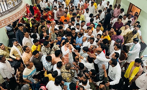 Narottam Mishra Welcomed by Supporters in Datia