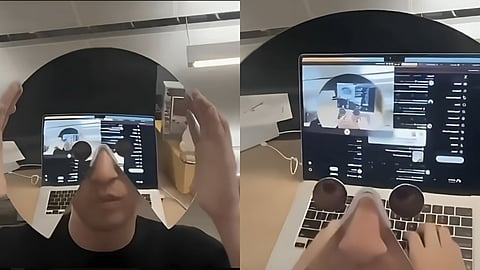 people wear mirror masks to avoid AI deepfakes and ai cheating during interviews srs13