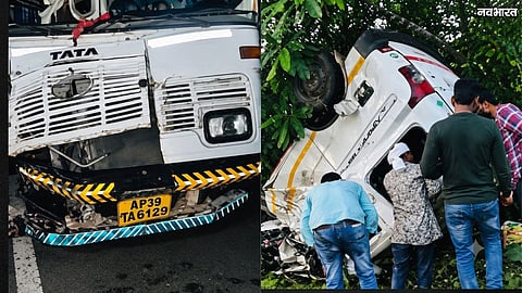 Nanded Sitakhindi Ghat Truck Tata Magic Collision