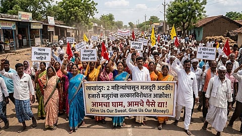 lakhandur matoshri pagdandi road workers wages pending