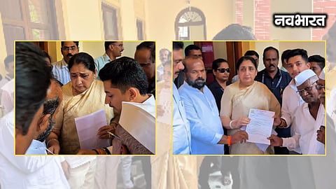 Corporator Yash Sane submitting memorandum to Deputy Chief Minister Sunetra Pawar