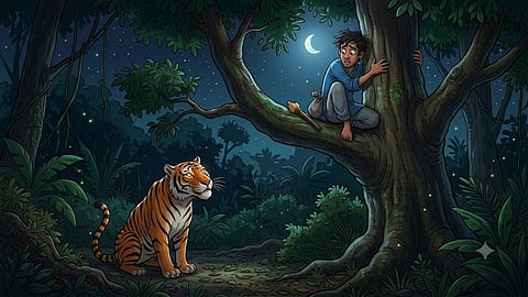 gadchiroli etapalli youth survives tiger attack 12 hours on tree