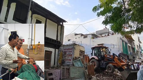 Rescue operation after a dilapidated house wall collapsed in Sanwer