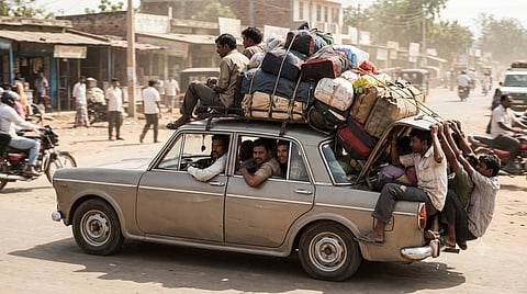 Carrying 7 people instead of 5 in a car will attract a hefty fine traffic rules