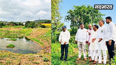 Zila Parishad President and local representatives inspecting the reconstruction of the Pait percolation tank