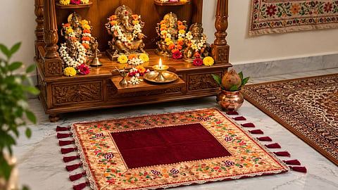 Puja asana kusha woolen cotton rules.