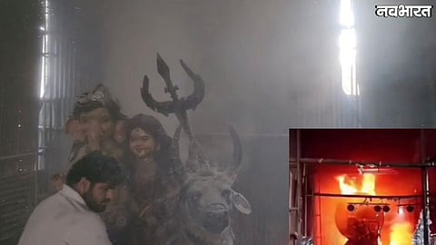 11 feet Ganesh idol damaged in Ujjain pandal fire