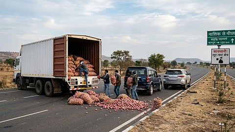 nashik onion truck robbery samruddhi mahamarg