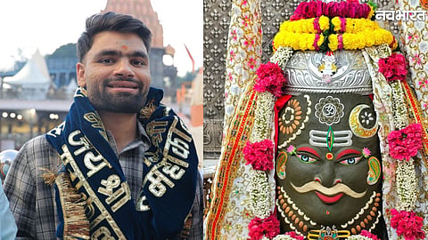 Cricketer Rinku Singh attends Bhasma Aarti at Mahakaleshwar Temple