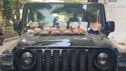 DRI and CBN team seize 7.116 kg amphetamine hidden inside the spare tire of a Mahindra Thar
