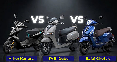Ather Konarc vs TVS iQube vs Bajaj Chetak electric scooter priced around ₹1 lakh stands out