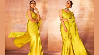 yellow saree styling karwa chauth look ideas.