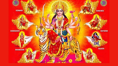 Which scripture mentions nine names of navadurga devi kavach.