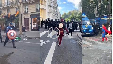 France Protests Superheroes