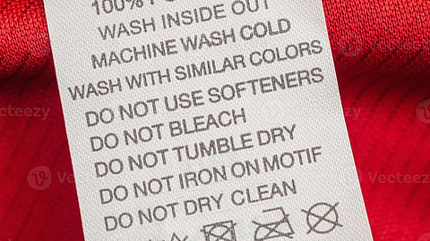 clothing label guide check before buying outfit.