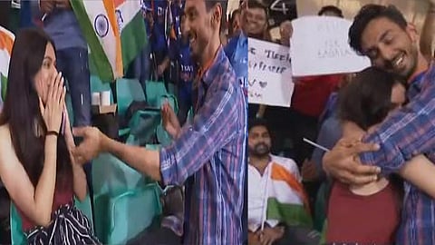 T20 World Cup 2022 IND vs NED Boy proposes to his girlfriend in India live match, hugged wearing a ring - watch video