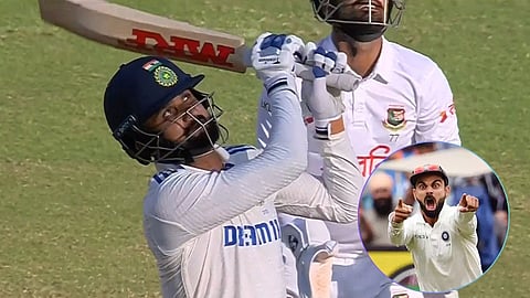 IND vs BAN 2nd टेस्ट में आकाश दीप ने विराट कोहली के बल्ले से 2 छक्के जड़े