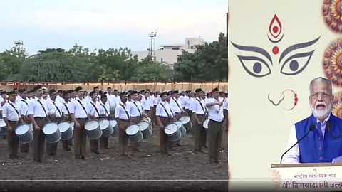 विजयादशमी पर्व पर संघ प्रमुखभागवत ने की शस्त्र पूजा