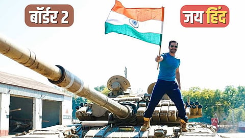 Varun Dhawan on Republic Day with tricolor from sets of Border 2