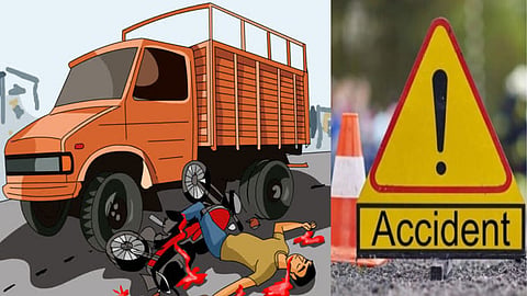 ट्रक से भिड़ंत में बाइक सवार की मौत।