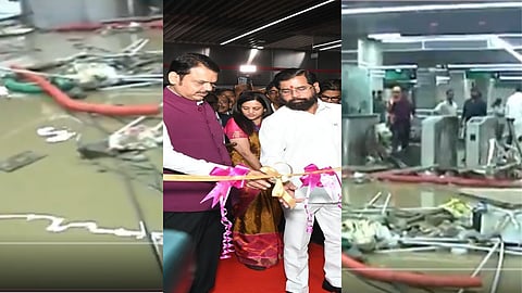 मेट्रो स्टेशन का पहली बारिश में हुआ हाल-बेहाल