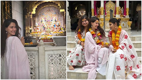 बर्थडे पर राधा-कृष्ण मंदिर पहुंचीं दिशा पाटनी, बेस्ट फ्रेंड मौनी रॉय संग दिए पोज