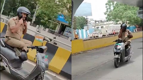नागपुर में एक पुलिसकर्मी का वीडियो सोशल मीडिया पर तेजी से वायरल हो रहा है। इस वायरल वीडियो में पुलिसकर्मी स्कूटी पर करतब करता नजर आ रहा है।