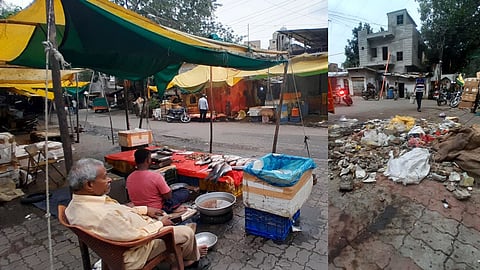 सड़क पर आबाद भोईपुरा मछली बाजार