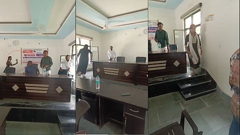 up-prayagraj-woman-panchayat-assistant-beats-block-sangh-president-praveen-yadav-with-slipper-video-viral