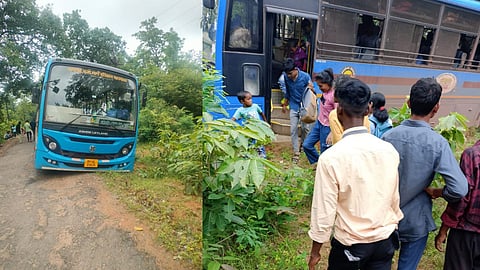 State Transport Corporation Bus-accident-etapalli-road-condition
