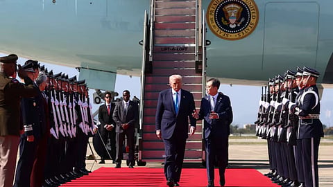 President Trump arrives in South Korea, will attend the APEC summit, hoping for a significant deal with China and Korea.