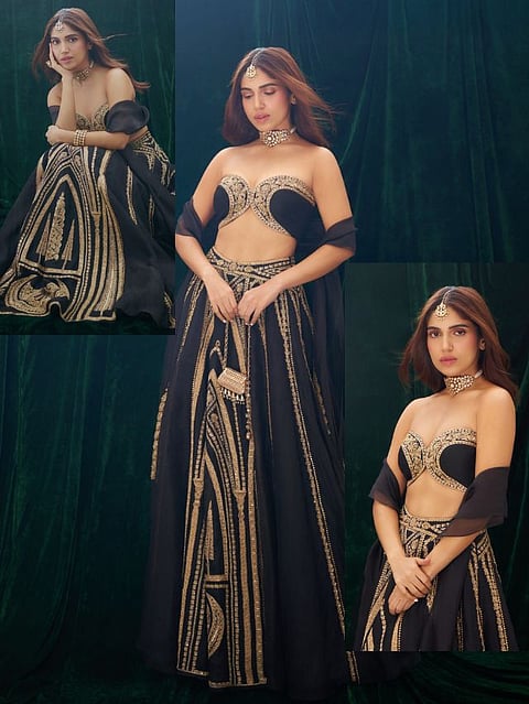 bhumi pednekar in black lehenga look