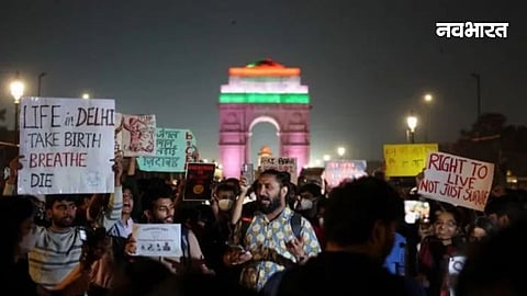 protest in delhi for pollution