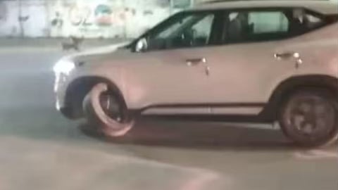 A drunk driver sped a car without a front tire in Pune, but timely intervention prevented a major accident.