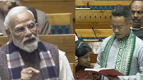PM Modi and gaurav gogoi in Lok Sabha