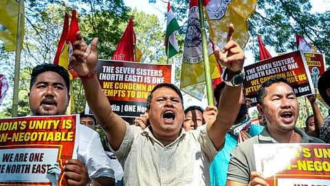 Tripura protest against Bangladesh Tipra Motha YTF rally India Bangladesh tension