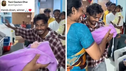 A father’s joyful dance celebrating his daughter’s birth has gone viral, earning praise from actress Yami Gautam and social media users alike.