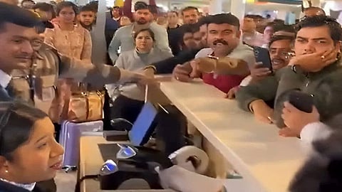 Amid massive IndiGo cancellations, a viral video shows staff refusing a sanitary pad to a passenger’s daughter.