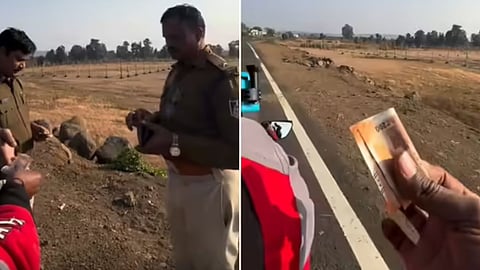 A biker in Bhopal asked police for money, and the officers helped him, showcasing true humanity.