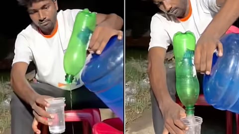 A simple bottle hack to take water out of a 20-litre jar has gone viral on social media.
