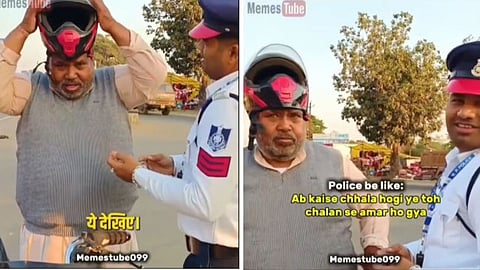 A heartwarming video from Madhya Pradesh shows traffic police spreading helmet awareness with humor instead of fines.