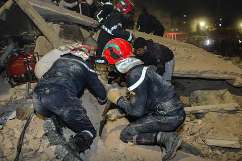 Everything ends in a flash... In the blink of an eye, a building collapses in Morocco, tragically killing many people.