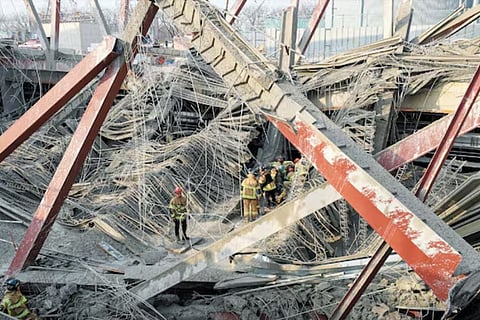Major accident in South Korea, steel frame collapses at library site, two workers tragically killed