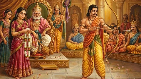 Even Karna and Duryodhana couldn't string the bow, so how did Arjun make history? The hidden secret of Draupadi's swayamvar.